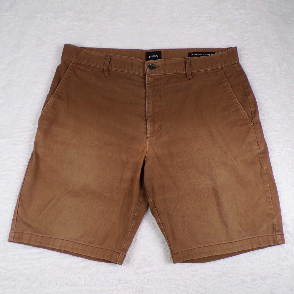 RVCA Shorts Men's 36 Khaki Week-End Stretch Chino Flat Light Brown/Tan